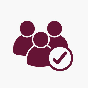 Illustration of 3 people with a checkmark in front of the group