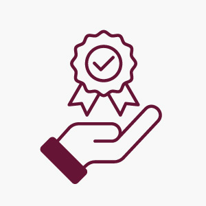 Illustration of a hand with an award ribbon floating above it